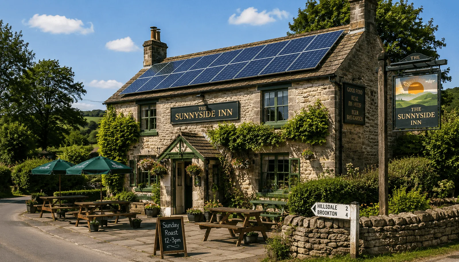 The Sunnyside Inn country pub with roof solar panels